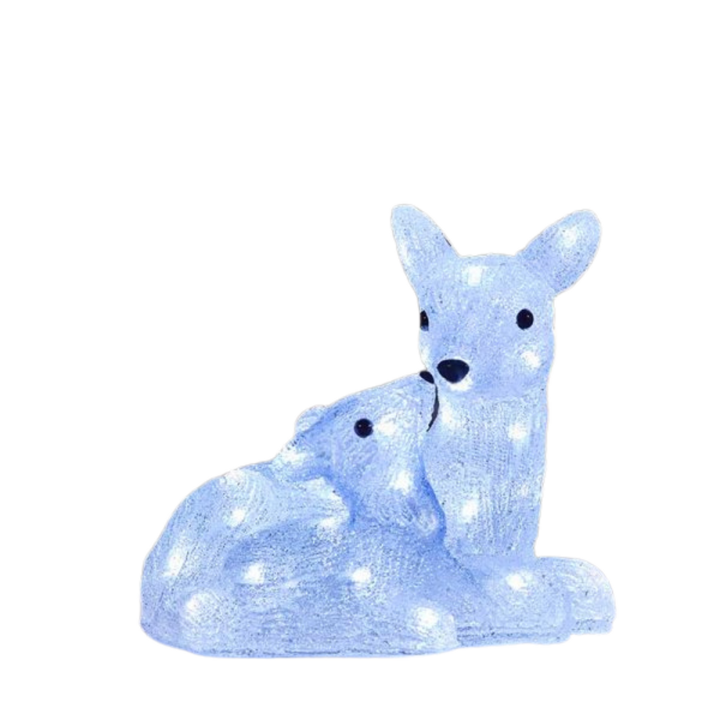 27cm Battery Powered Light up Ice Frosted Christmas Doe & Fawn with LEDs