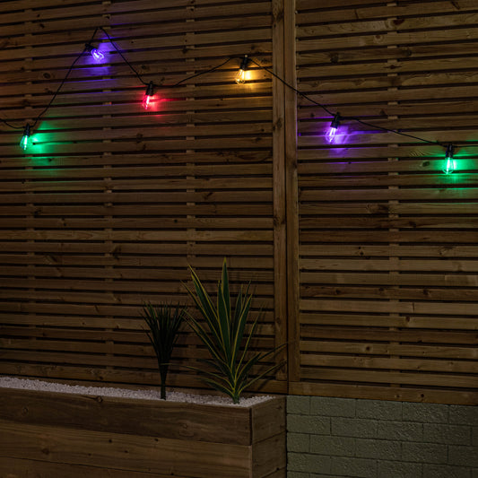 Set of 20 Indoor Outdoor Connectable Vintage Festoon Lights with Multi-Coloured LEDs