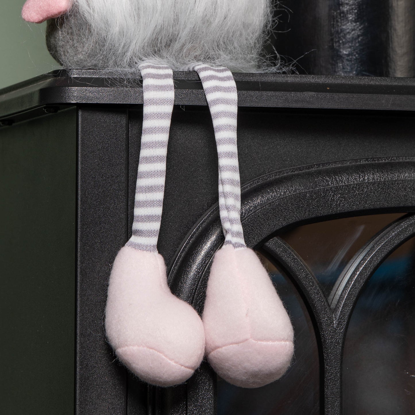 49cm Festive Christmas Sitting Gonk with Dangly Legs & Sequin Hat in Pink & Grey