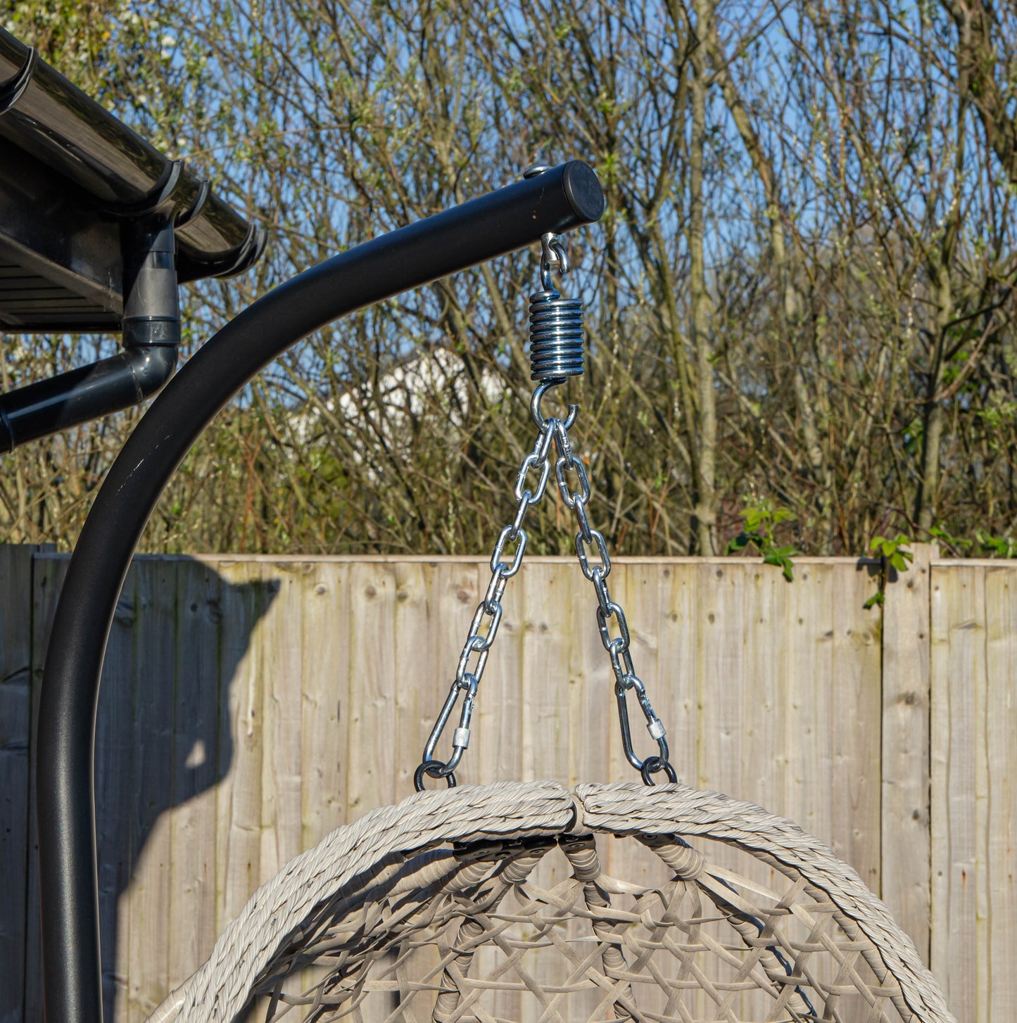 Samuel Alexander Hanging Garden Rattan Egg Chair with Steel Frame and Waterproof Cover in Cool Grey