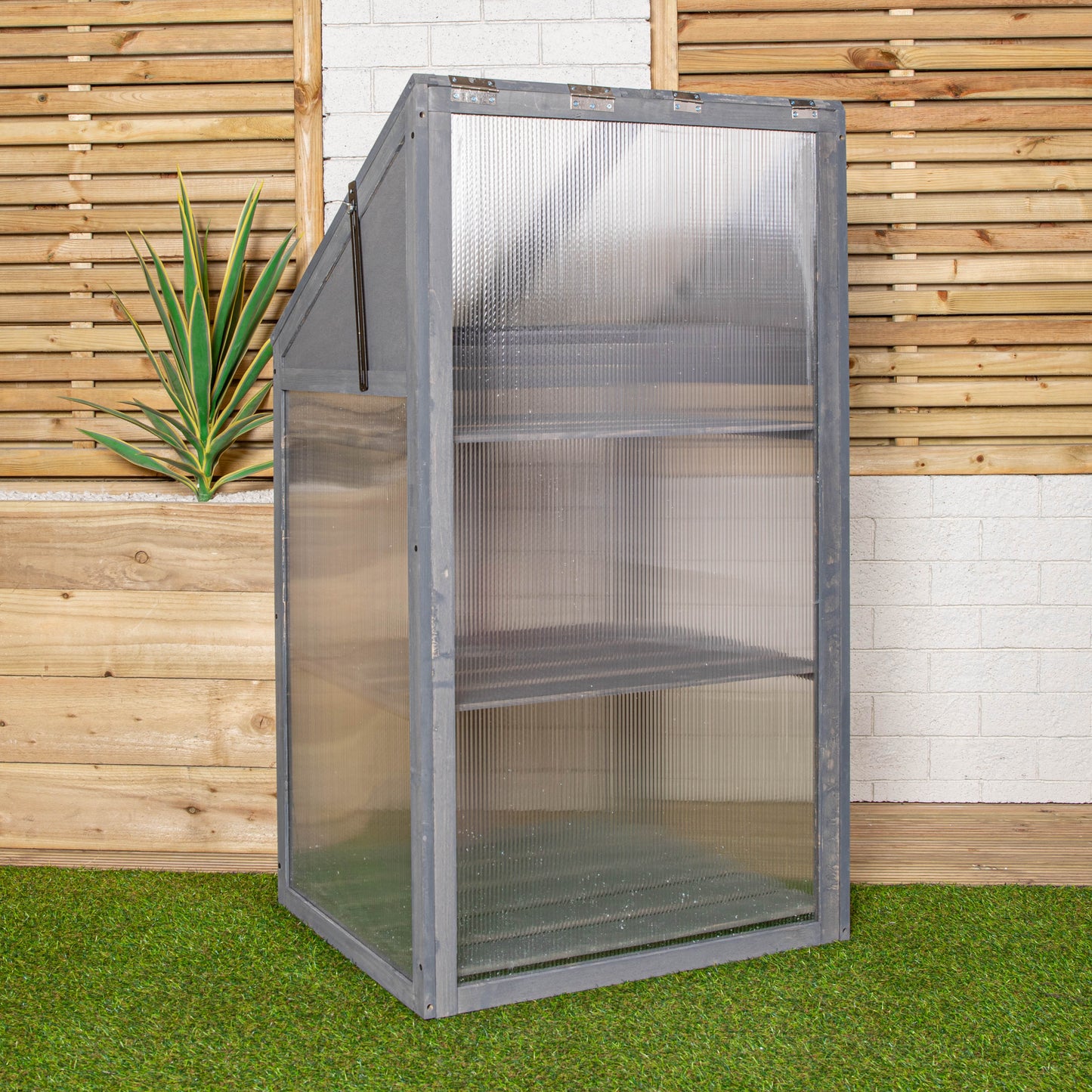 Samuel Alexander Wooden Mini Greenhouse Cold Frame - Small Greenhouse Grey H120 x W69 x D49cm