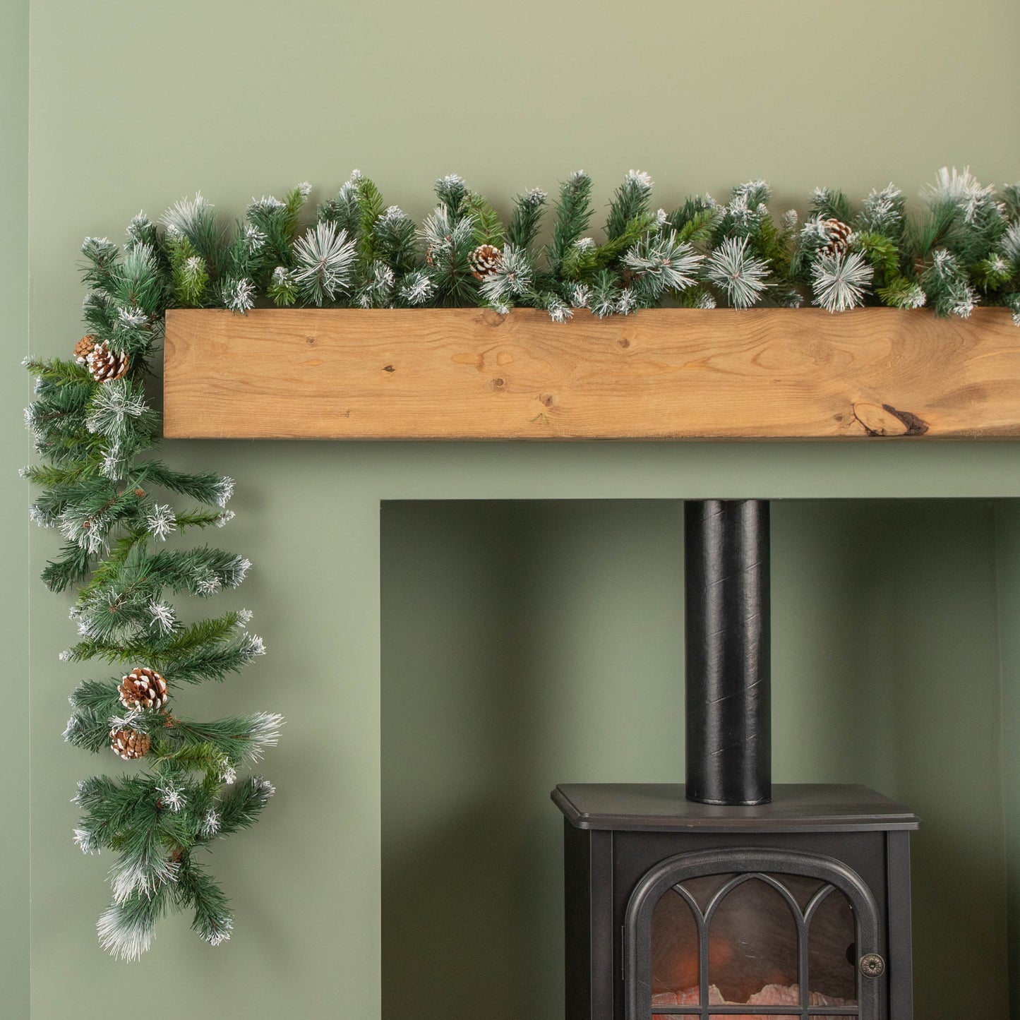 270cm x 25cm Frosted Glacier Christmas Garland with Pine Cones