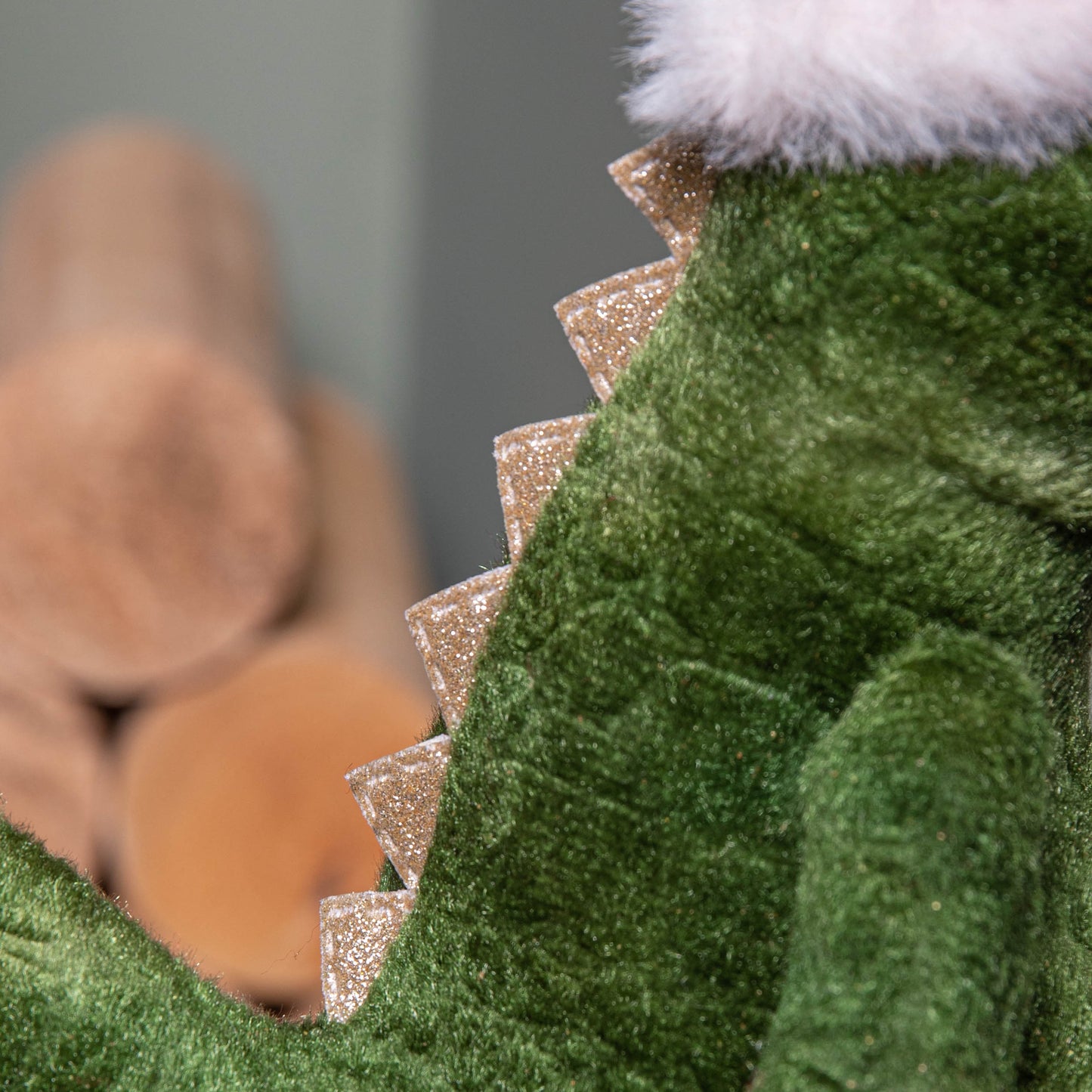 37cm Green Standing Christmas Dinosaur with Santa Hat