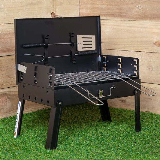 43cm x 26cm Folding Portable Camping Beach Barbecue BBQ with Wind Shield & Tools