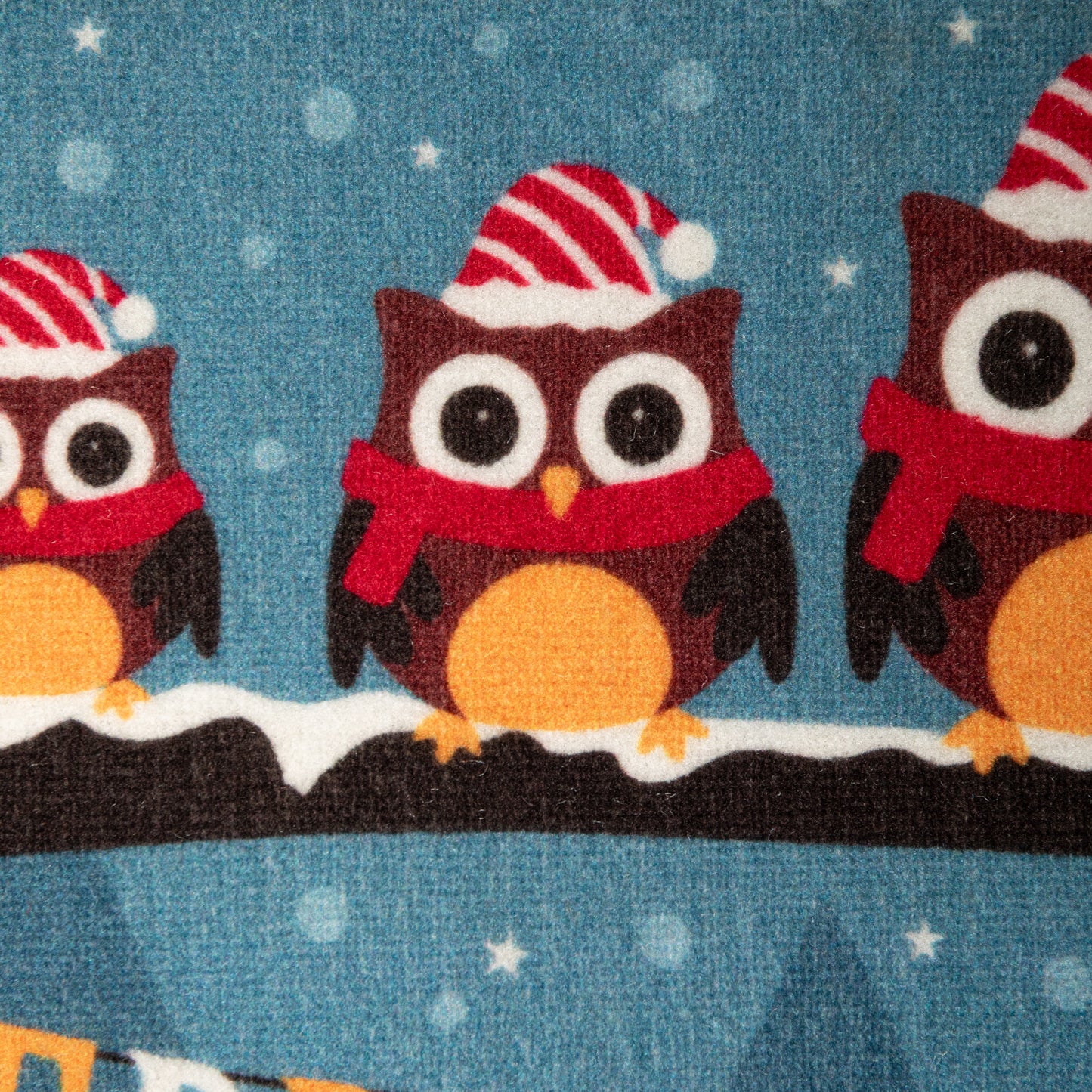 60cm x 40cm Festive Owls Fabric Christmas Doormat