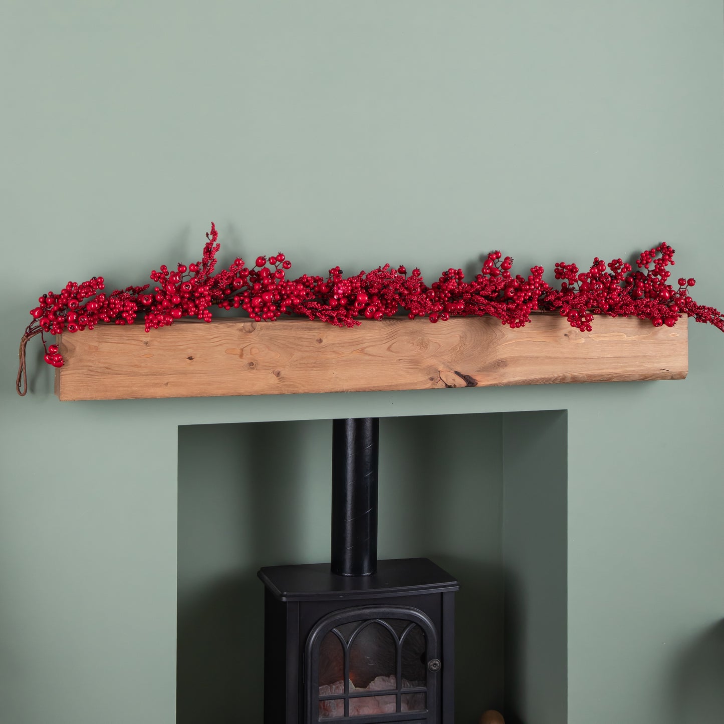 1.8m Red Plastic Berry Burst Christmas Garland
