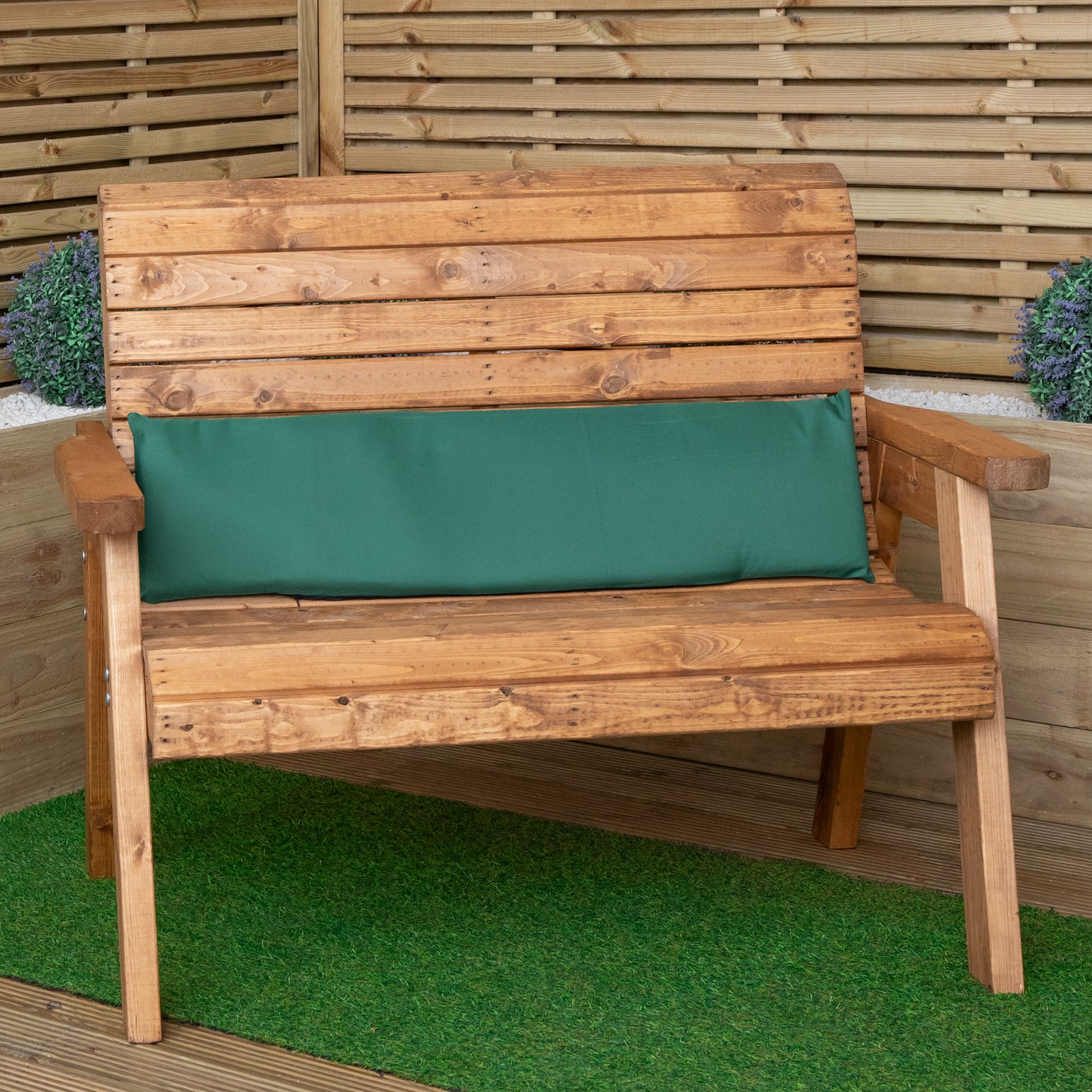 99 x 20 x 5cm Cushion Back for 2 Seater Wooden Garden Bench in Green