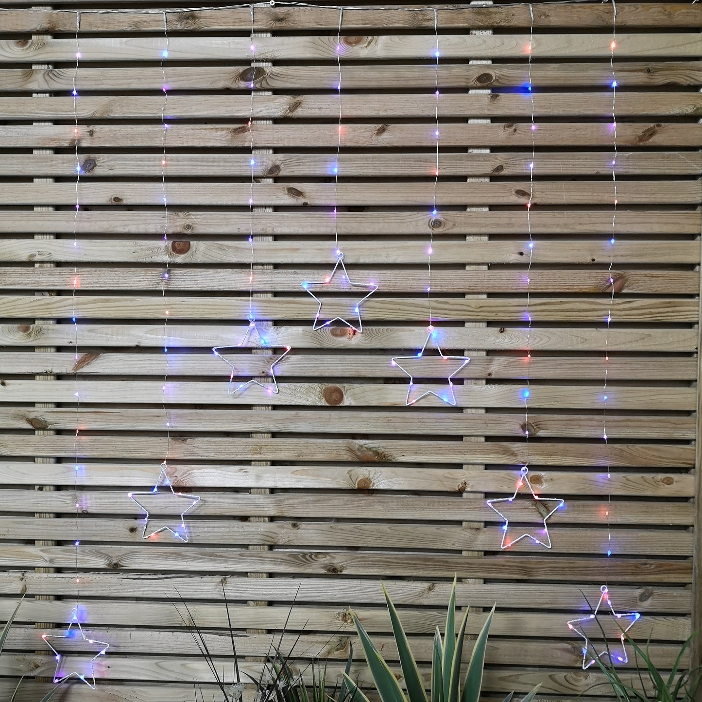 1.2m Battery Operated Christmas Star Curtain Lights with 140 Rainbow LEDs