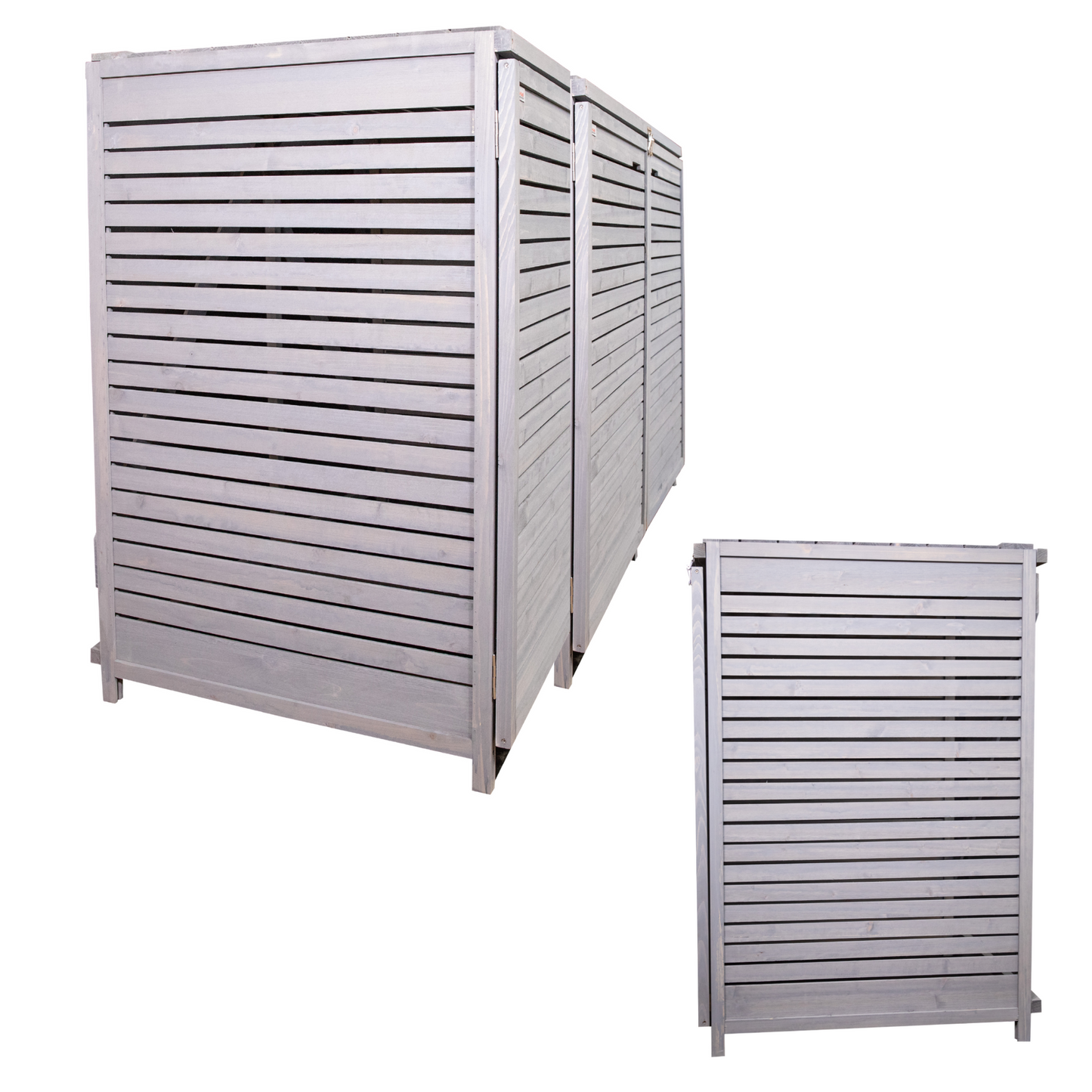 Factory Seconds 2.03m x 1.14m Large Grey Wooden Outdoor Garden Triple Wheelie Bin Store Storage for 3 Bins 