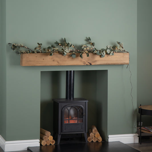 1.8m Eucalyptus Christmas Garland with 130 Warm White LEDs