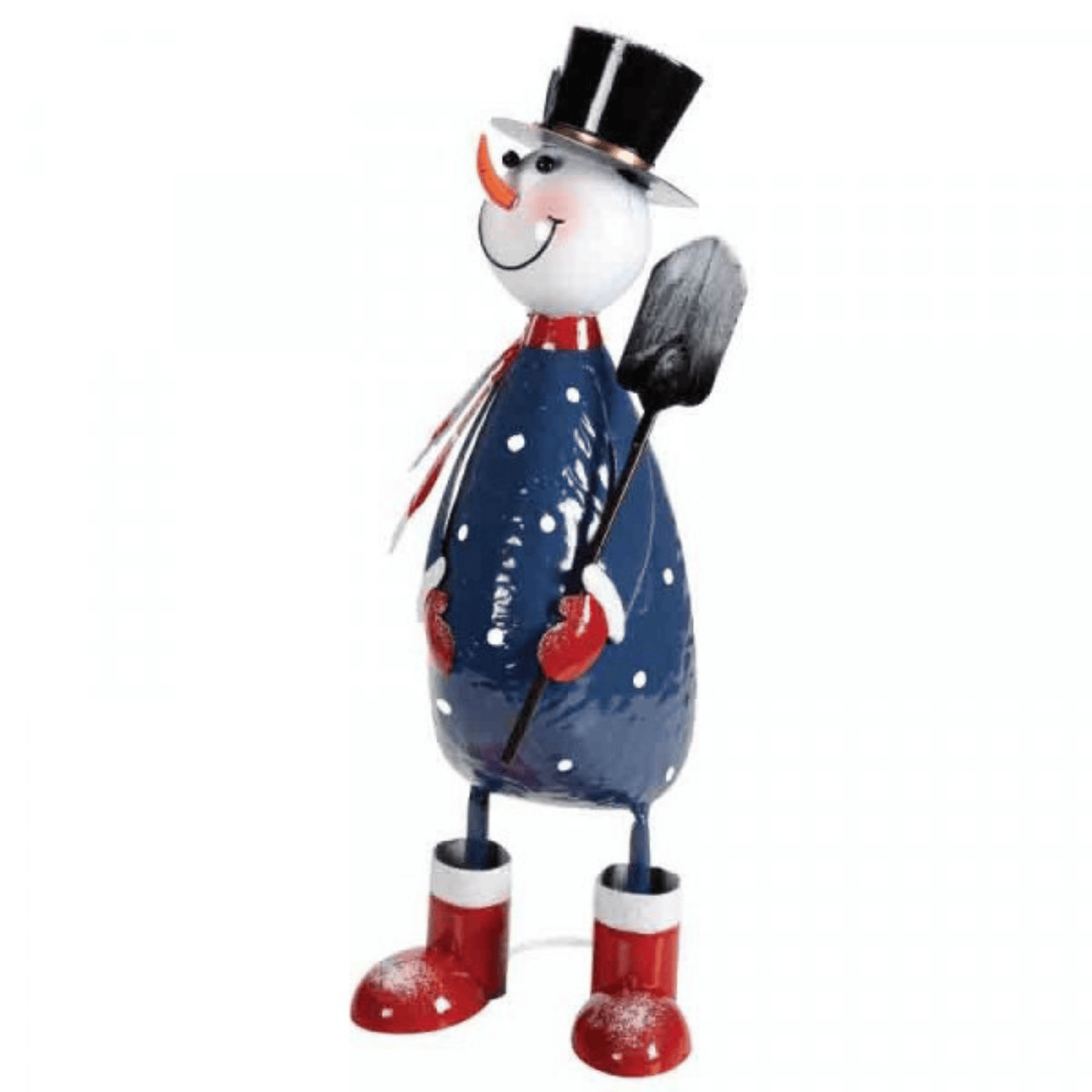 44cm Hand Painted Metal Christmas Polka Dot Frosty Snowman Decoration
