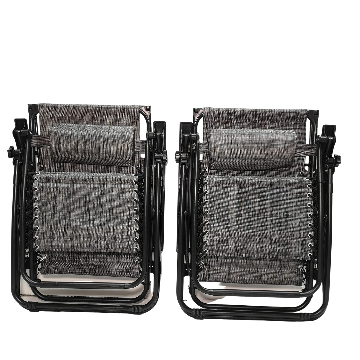 Factory Seconds: Pack of 2 Multi Position Garden Gravity Relaxer Chair Sun Loungers with Sun Canopy in Grey