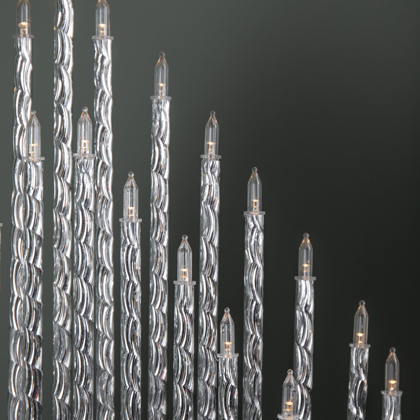 33cm Battery Operated Silver Light up Christmas Candle Bridge with 33 Warm White LEDs