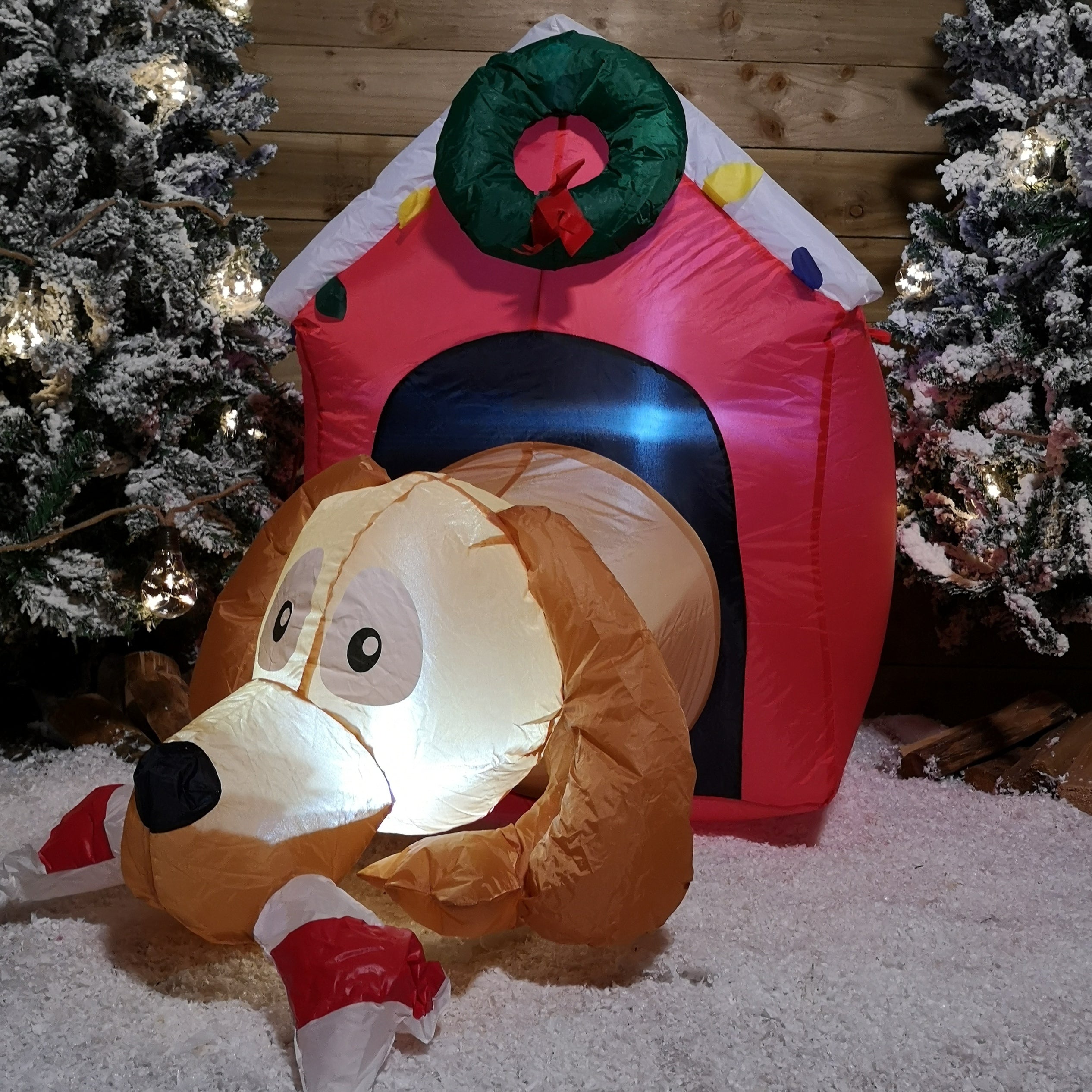 1.2m Inflatable Light Up LED Indoor Outdoor Dog House Christmas Decoration