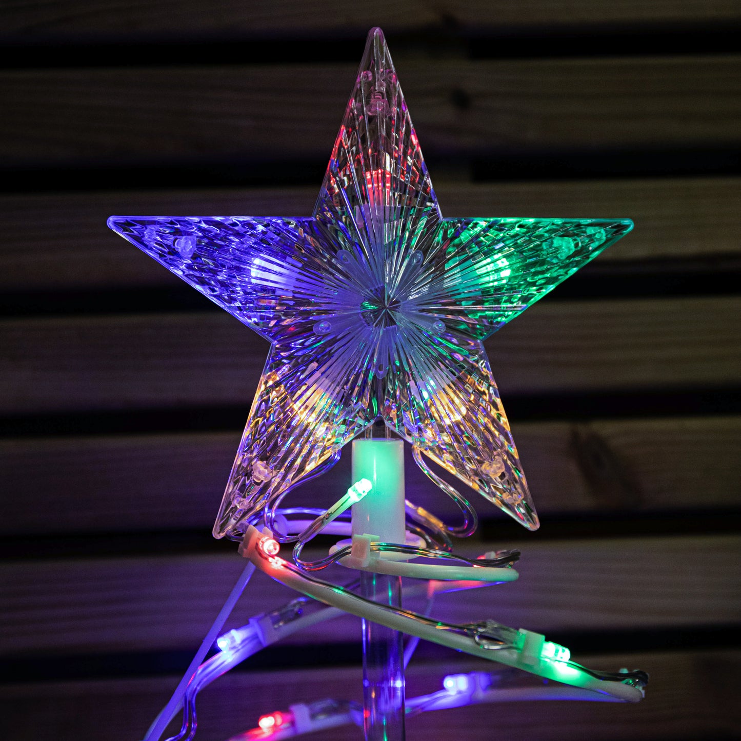 45cm Set of 4 Light up White Spiral Christmas Tree Garden Path Lights with 100 Multi-Coloured LEDs