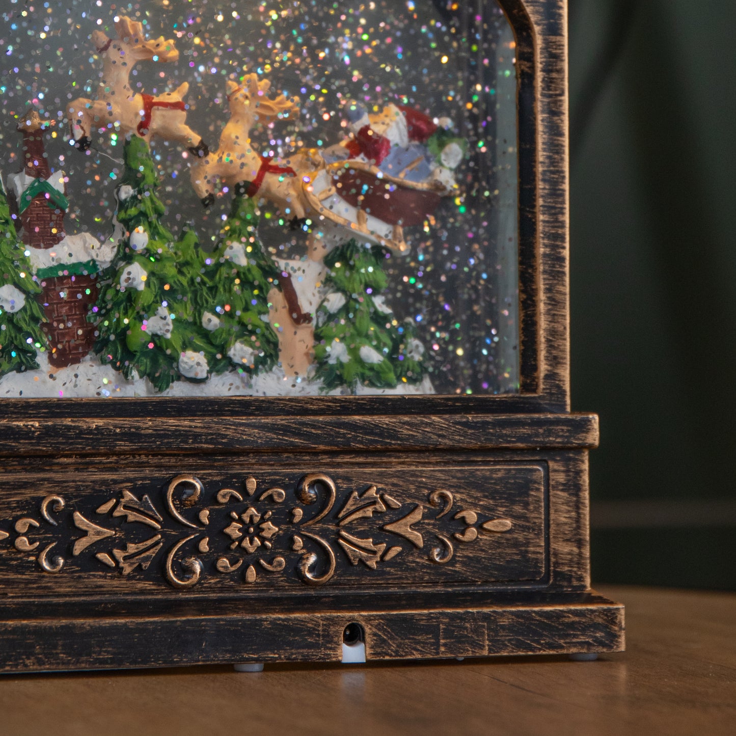 28cm Bronze Light up Christmas Santa Water Spinner with Warm White LEDs and Timer Function