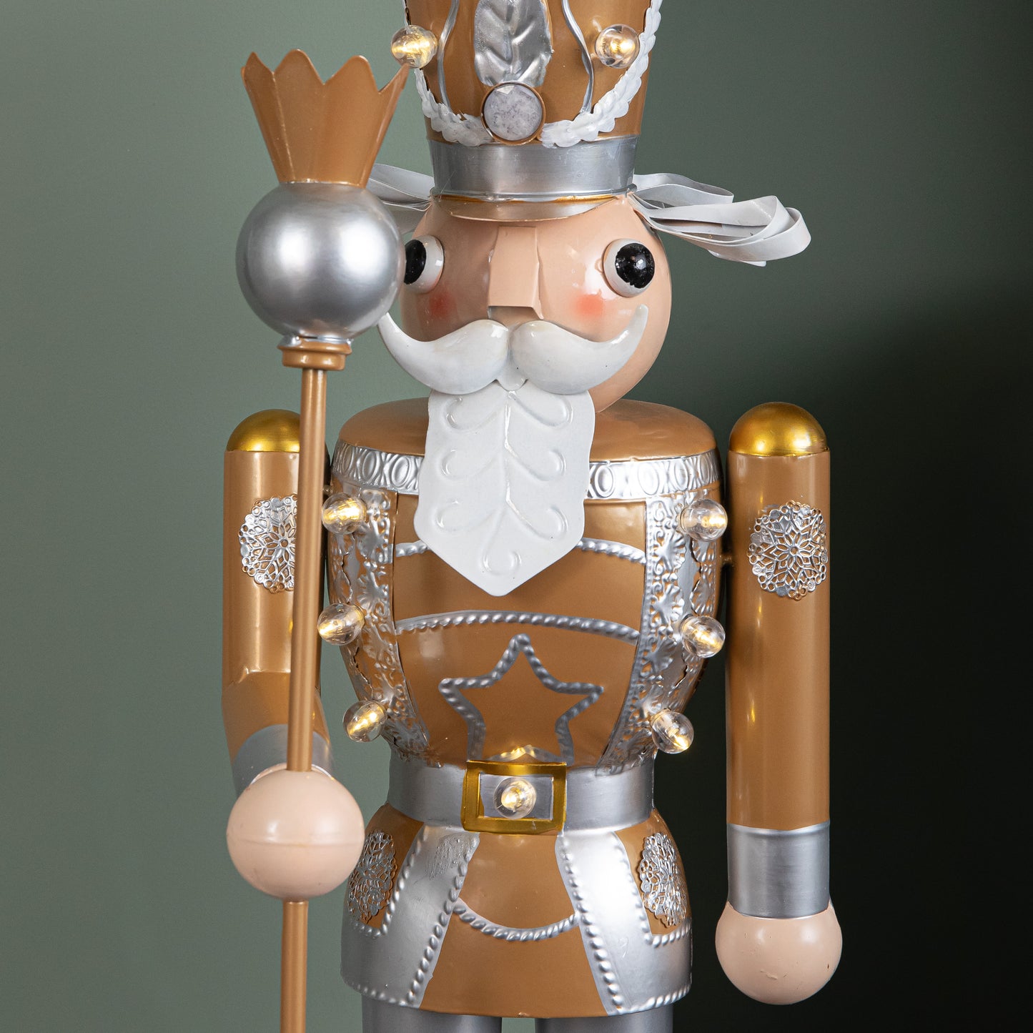 80cm Battery Operated Light up Gold Christmas Nutcracker with LEDs