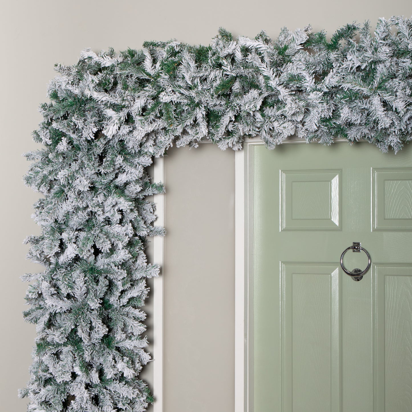 8ft (2.30m) Samuel Alexander Double Door Snow Flocked Christmas Tree Flat Top Arch with 2000 Tips