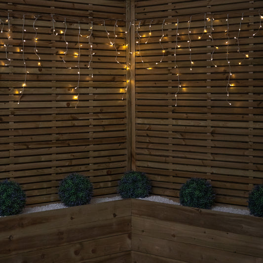 8.8m 360 LED Christmas Snowing IcicleBrights Christmas Lights in Warm White on Clear Cable
