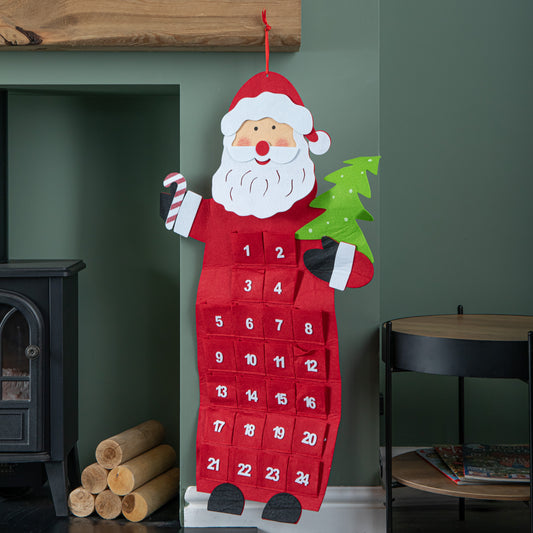90cm Fabric Red and White Hanging Santa Advent Calendar Christmas Decoration