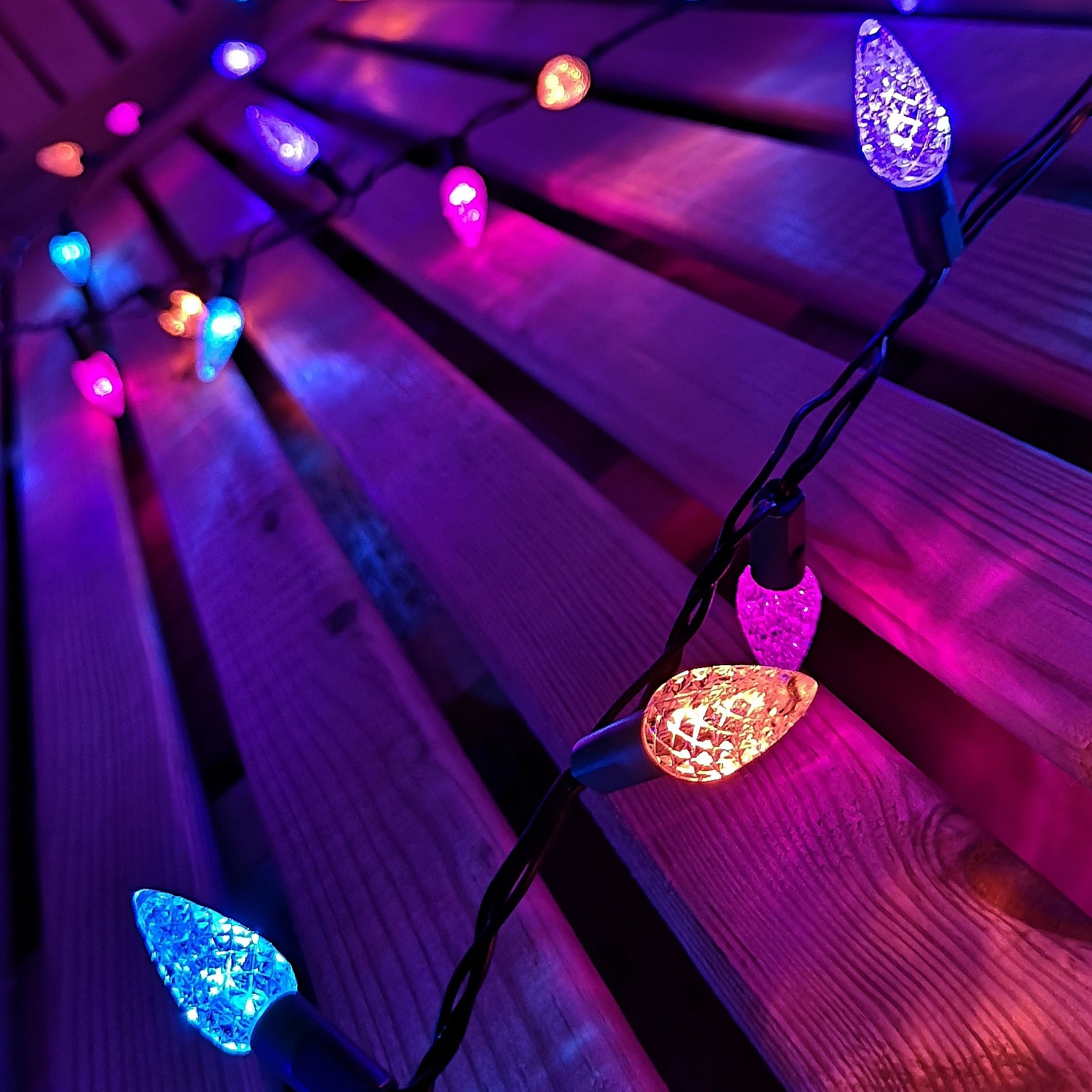 15m 300 LED Multi-action Pine Cone Christmas Lights in Rainbow