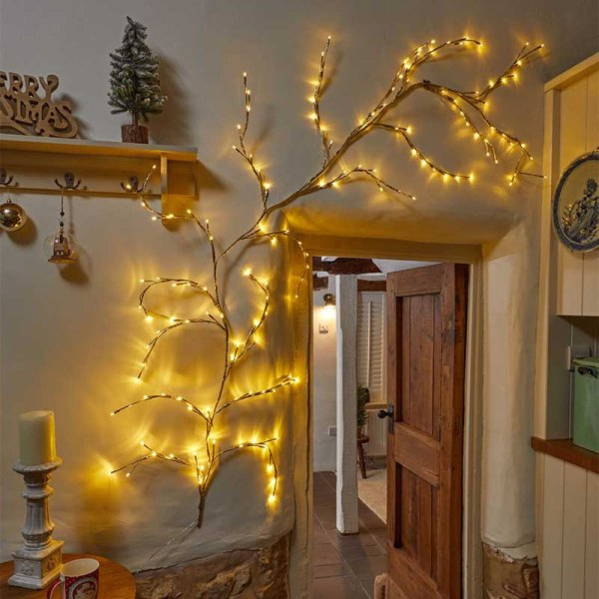 2.3m Light up Indoor Outdoor Christmas Vine with 144 Warm White LEDs
