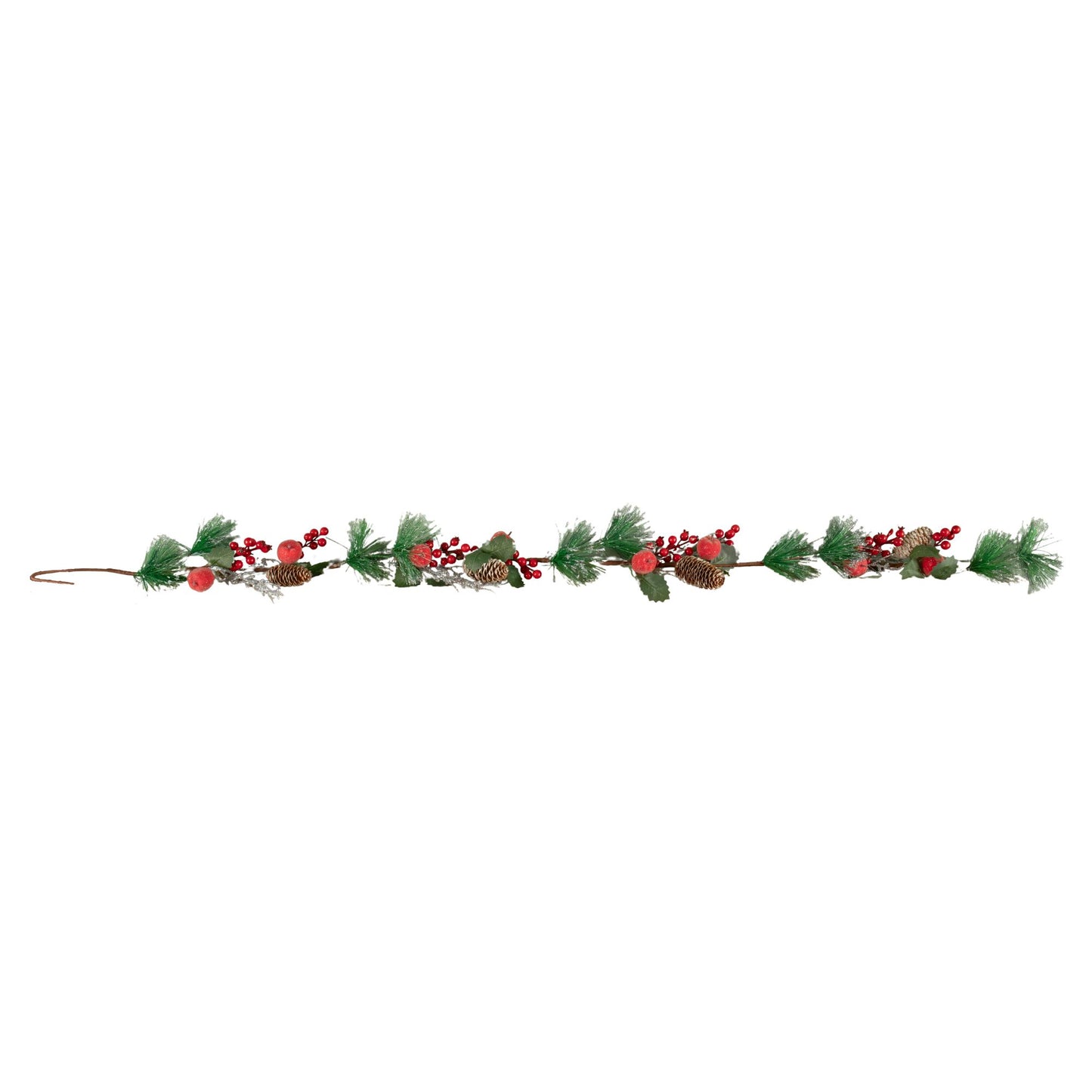 1.5m (150cm) Christmas Garland with Red Berries, Frosted Apples and Pinecones