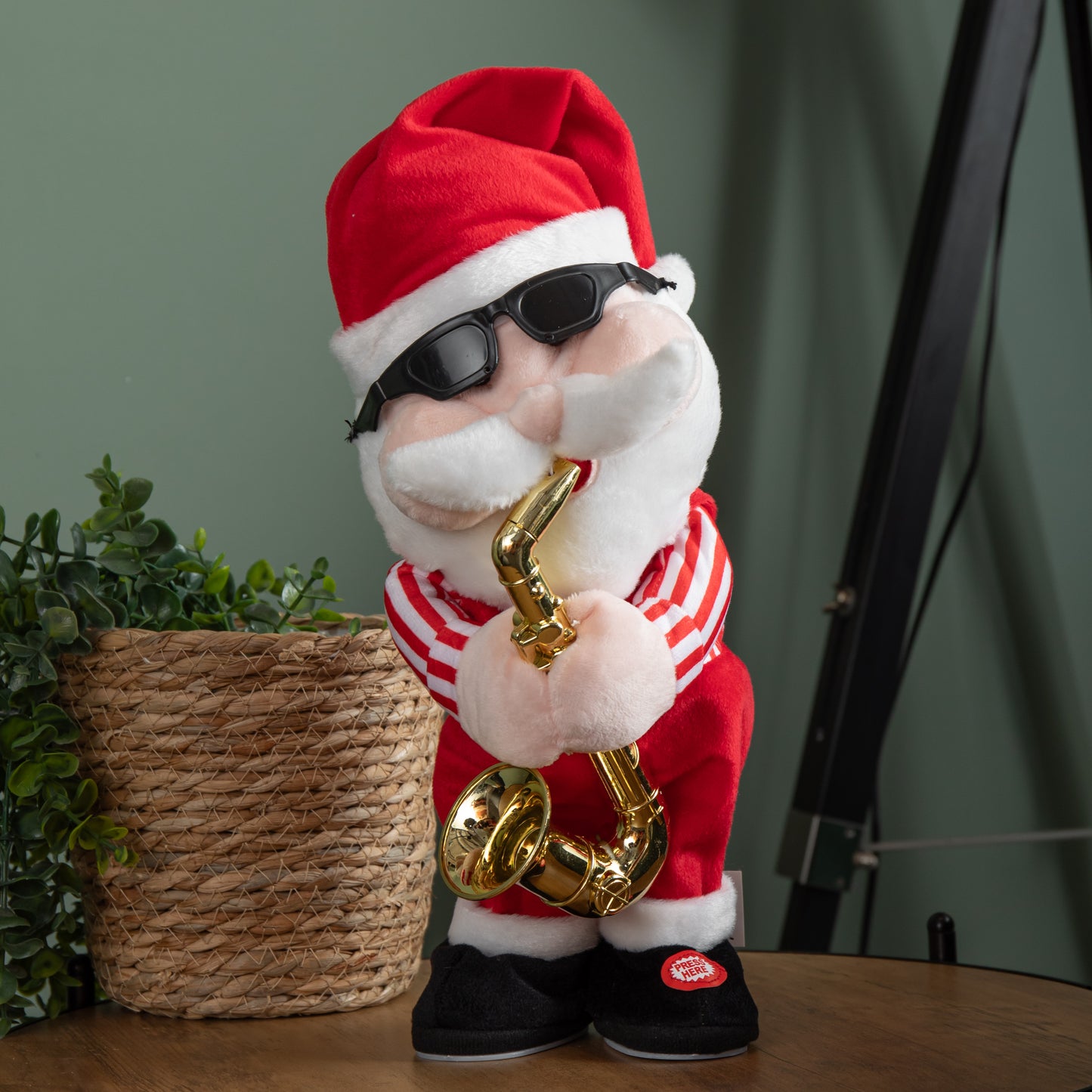 35cm Battery Powered Animated and Singing Santa with Saxophone Decoration
