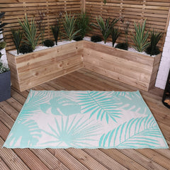 180cm x 120cm Outdoor Geometric Pattern Waterproof Rug Mat for Garden Patio in Mint Green