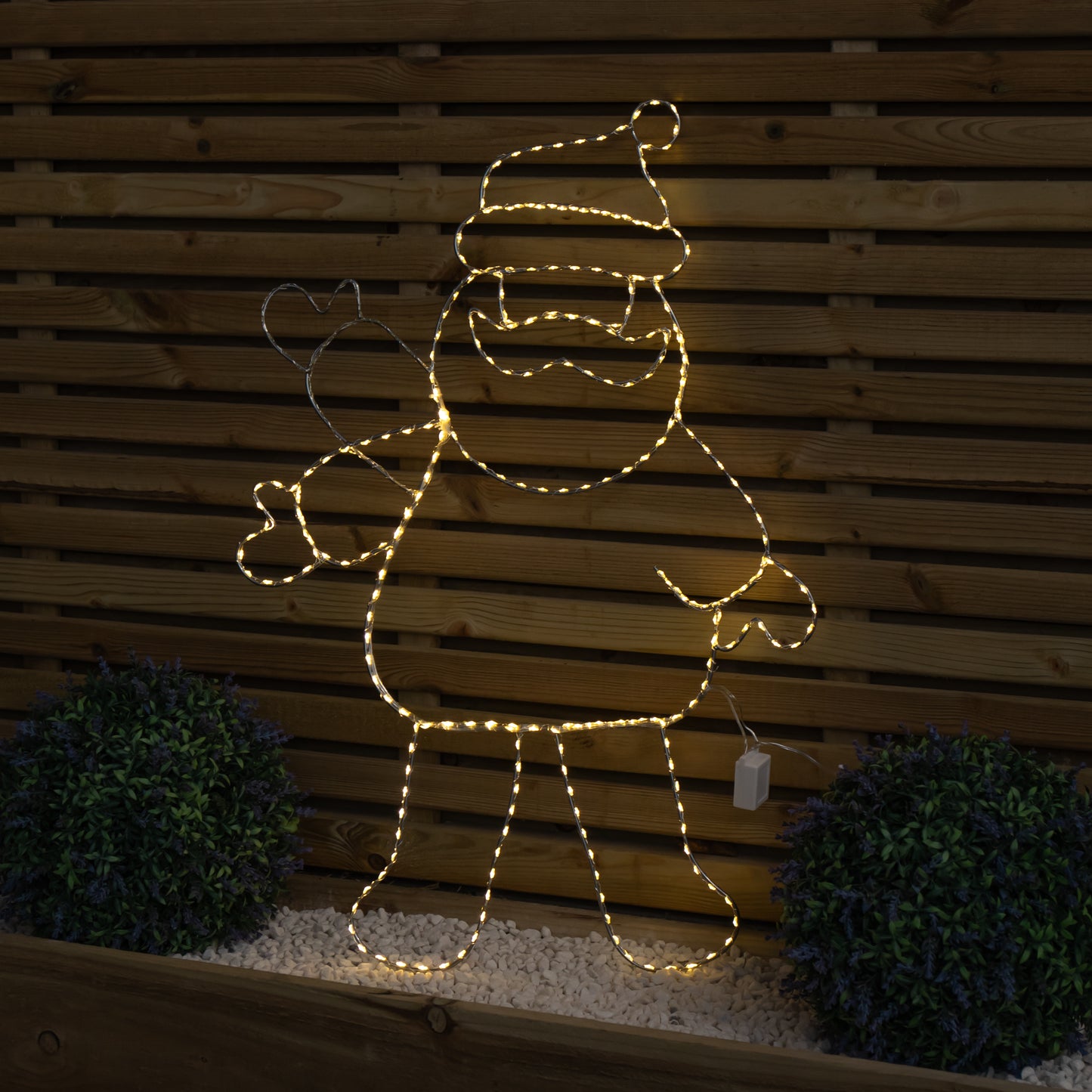 Factory Seconds: 79cm x 54cm Light up Waving Santa Christmas Silhouette with Warm White LEDs