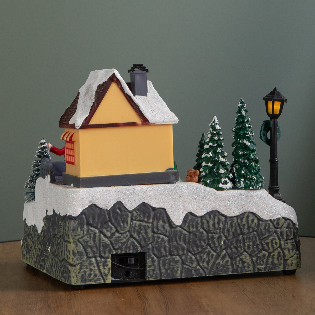 18cm Light up Christmas Gift Shop Snow Scene with Music and LEDs
