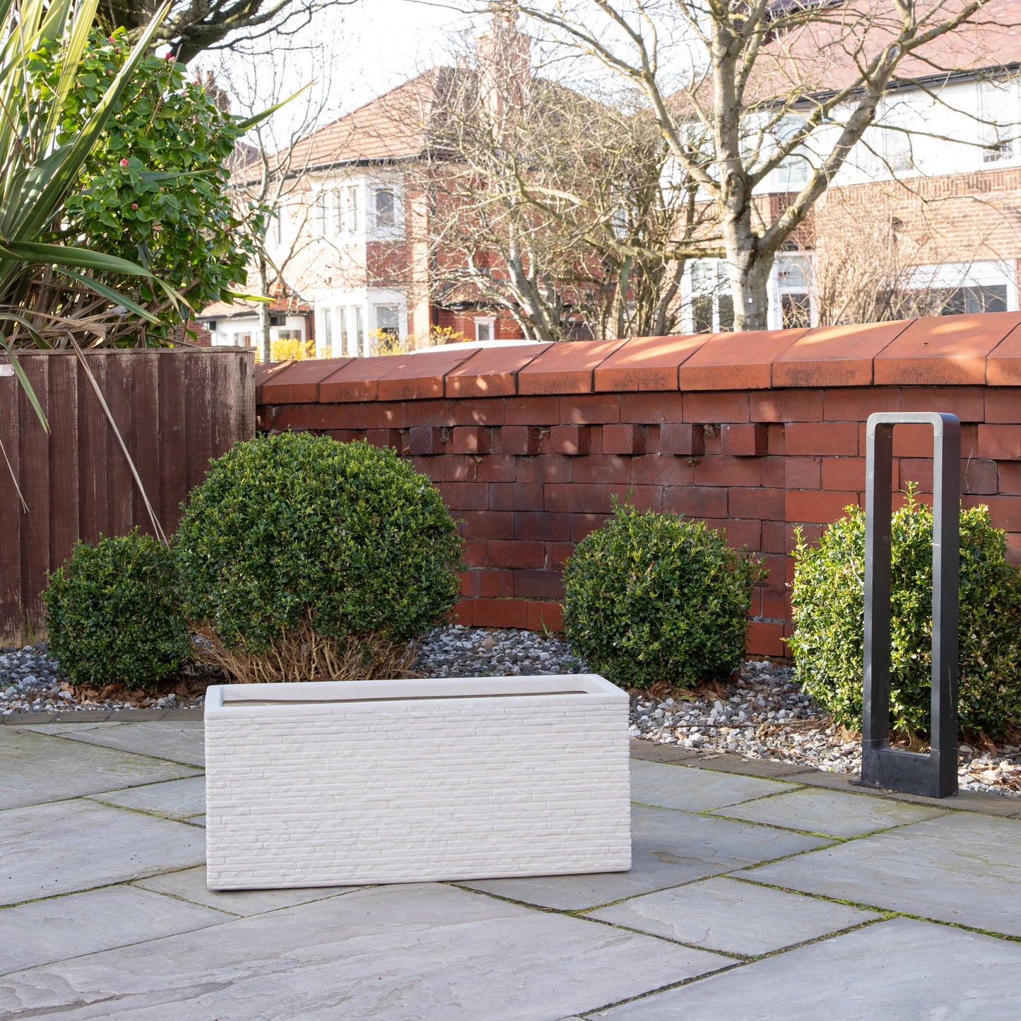 25cm Plastic Slate Effect Garden Patio Trough in Stone