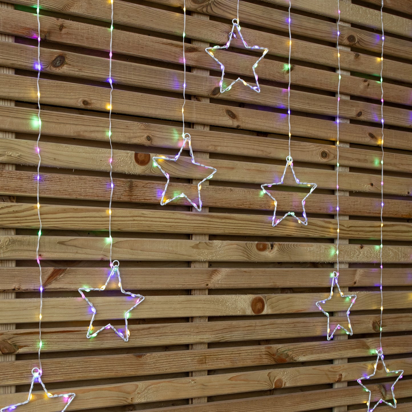 1.2m Light up Star Curtain Christmas Lights with Multi-Coloured LEDs