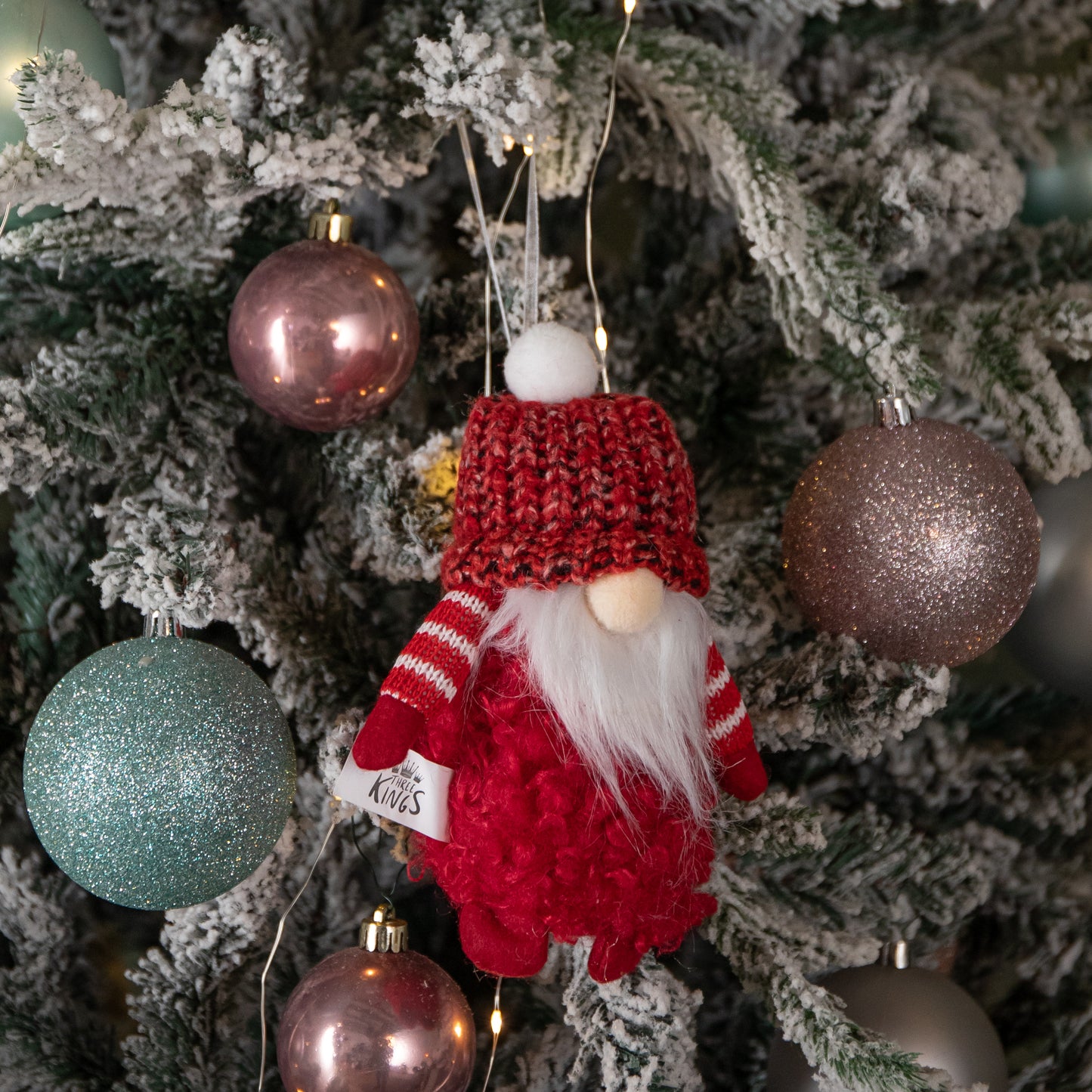 16cm Red Gonk with Bobble Hat Hanging Christmas Pendant Decoration