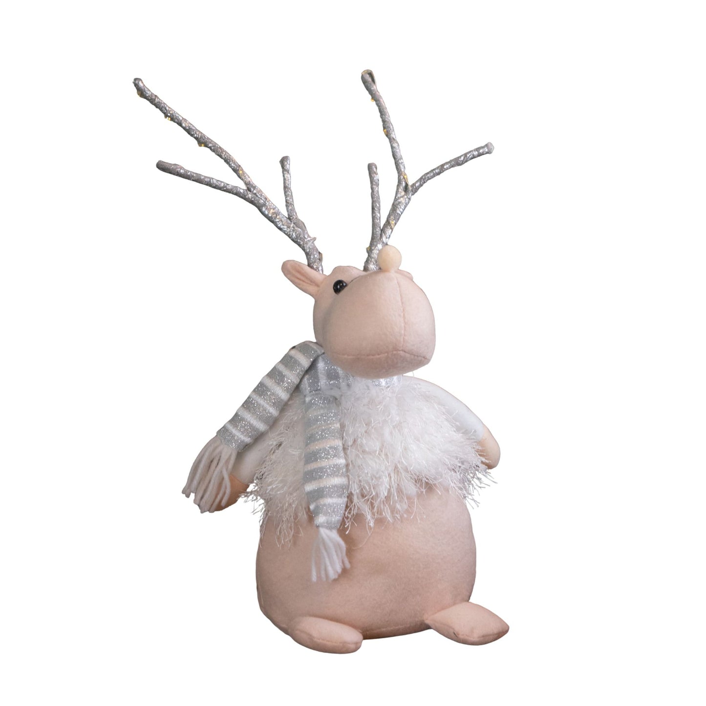 40cm Battery Operated Plush Christmas Reindeer with LED Lit Antlers
