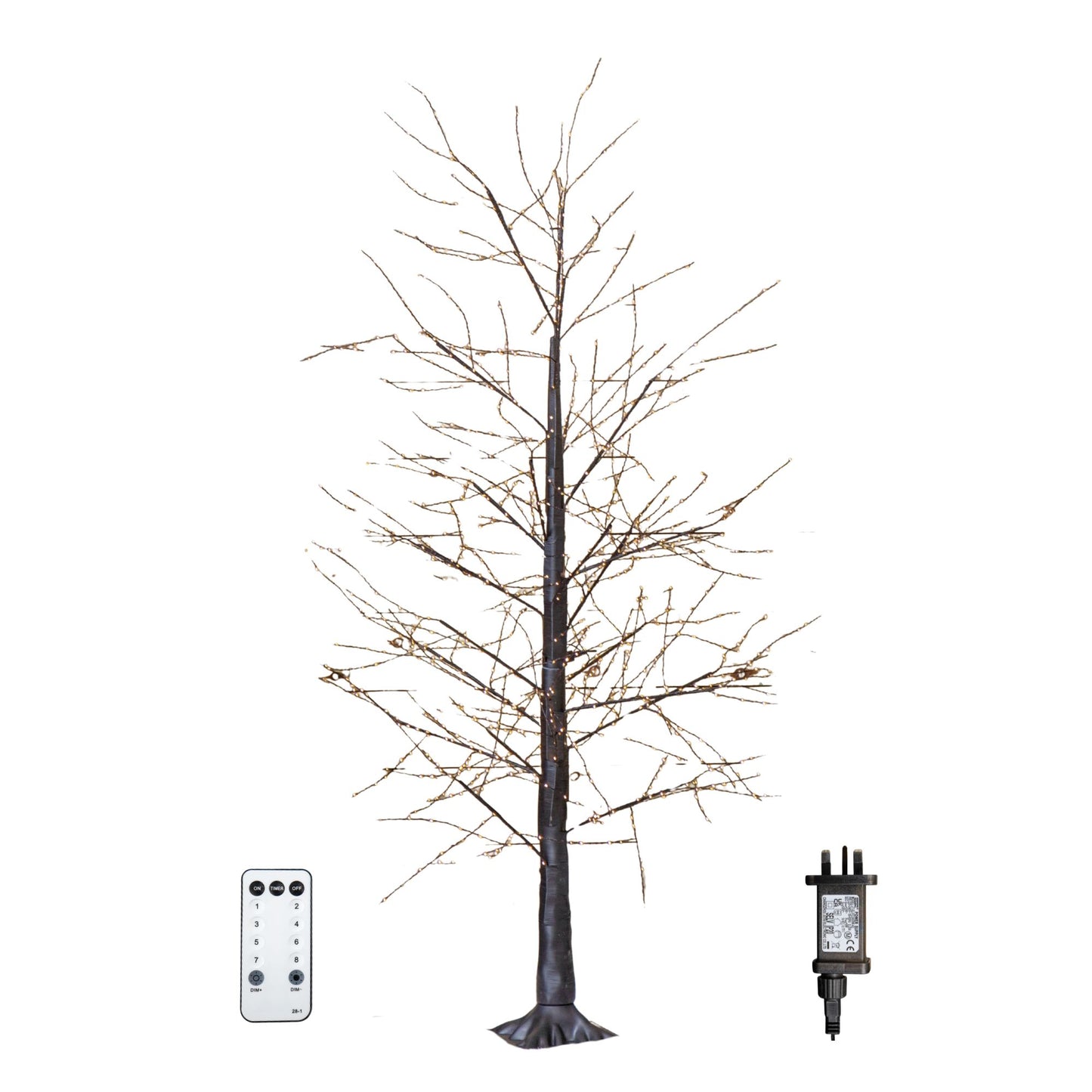 Factory Seconds: 6ft (1.8m) Tall Light up Black Micro Dot Christmas Tree with 1100 Warm White LEDs and Remote Control