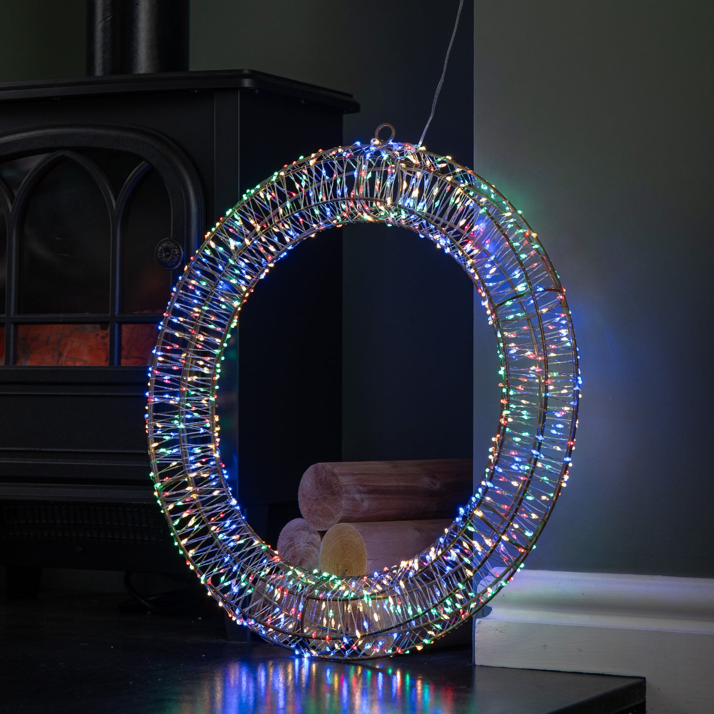 45cm Light up Christmas Wreath with 960 Multi-Coloured LEDs