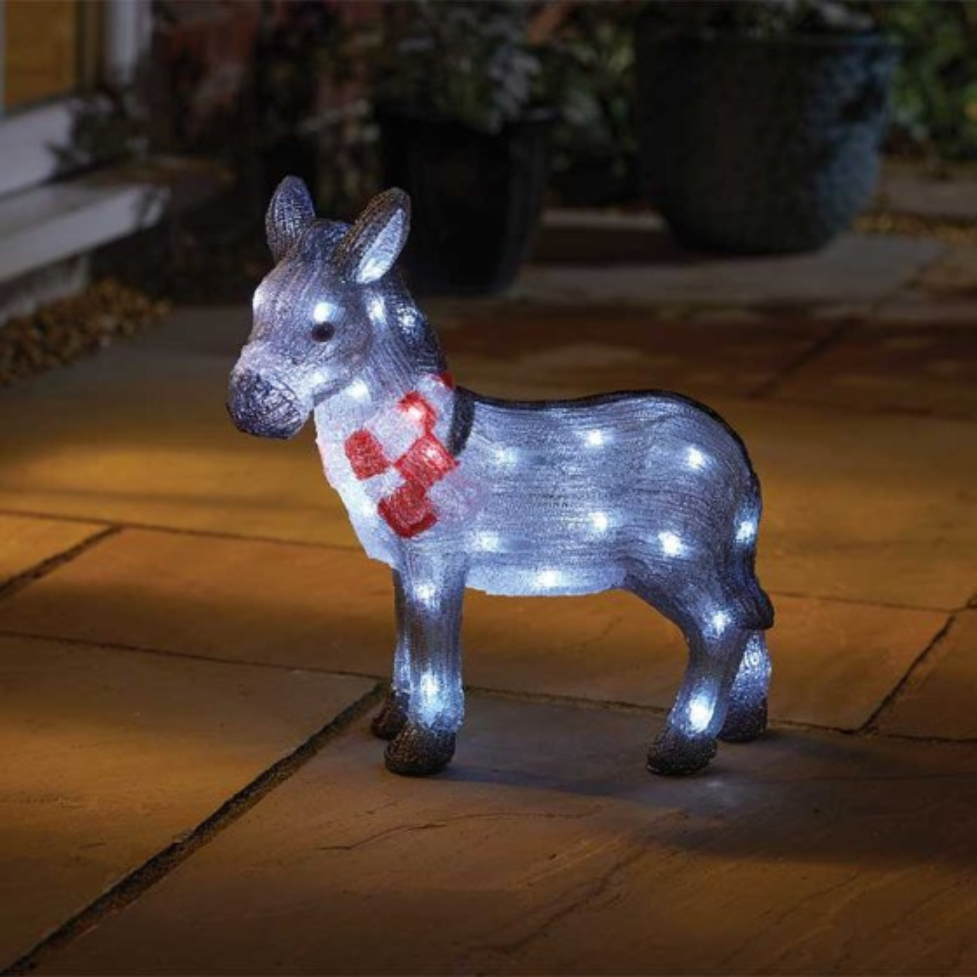 34cm Battery Operated LED Light up Acrylic Christmas Donkey Decoration