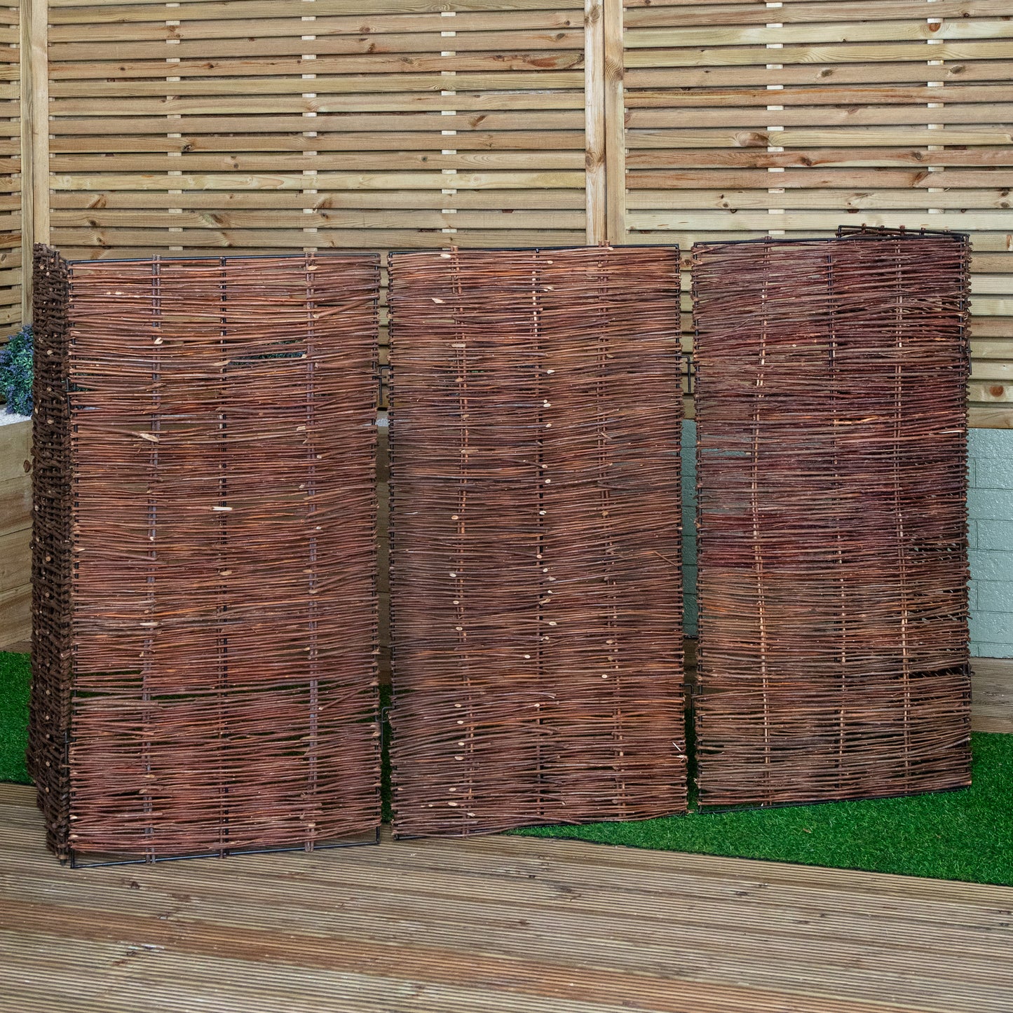 1.16m x 1.83m Triple Garden Patio Willow Wheelie Bin Screen Hideaway
