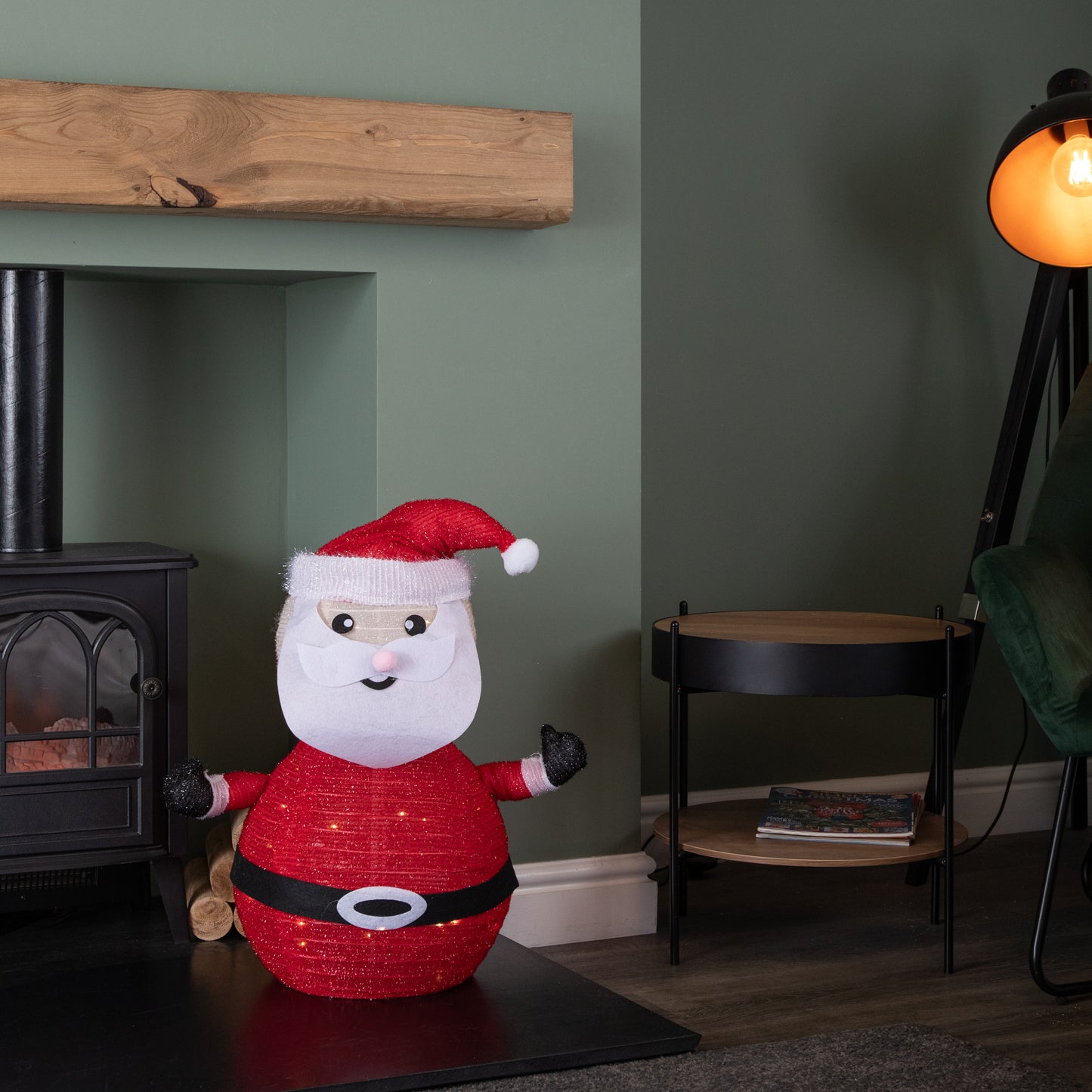 72cm Battery Operated Light up Pop up Christmas Santa with Warm White LEDs