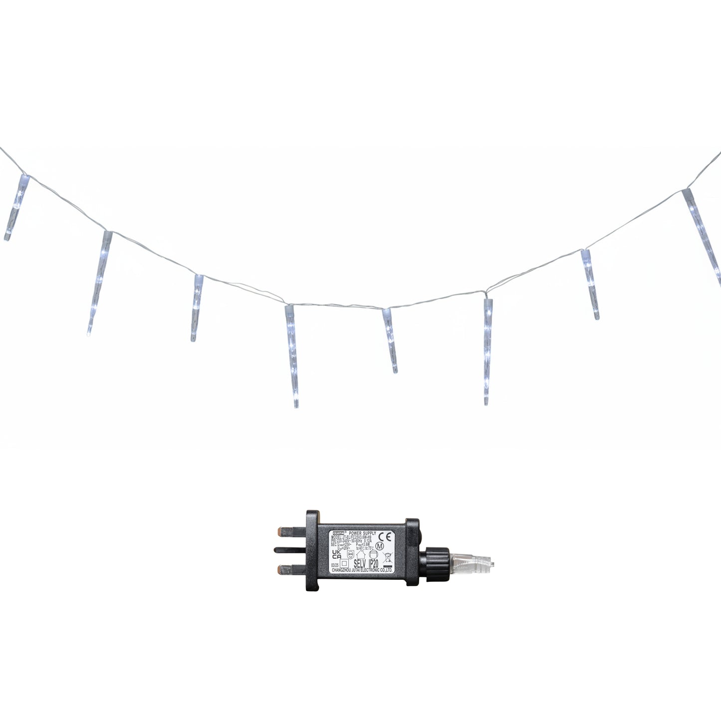 6.9m Icicle Christmas Chaser Lights with 72 Cool White LEDs