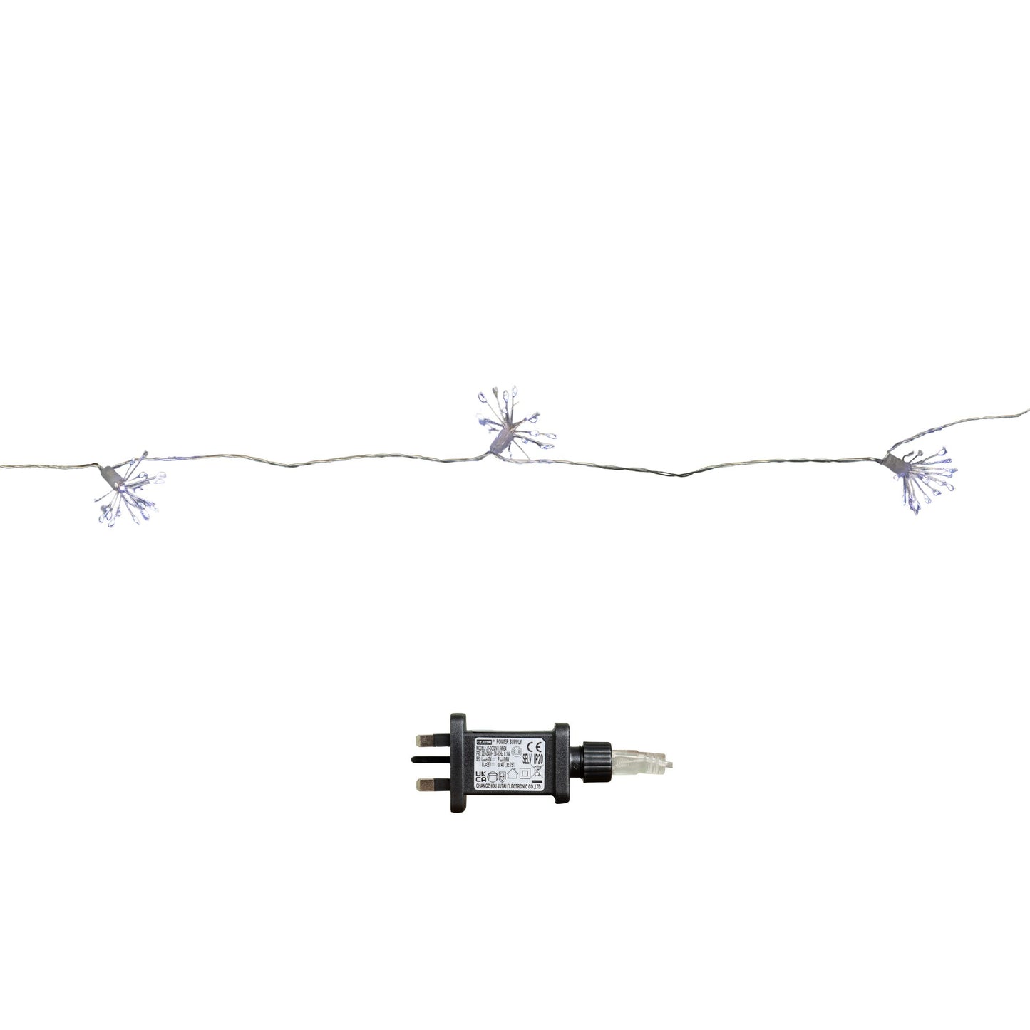 2.7m Set of 10 Twinkling Christmas Starburst String Lights with 200 White LEDs
