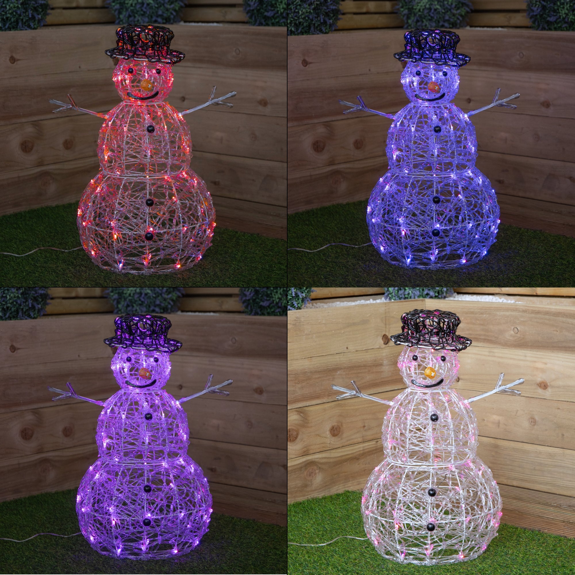 60cm Light up Acrylic Christmas Snowman with 80 Colour Changing LEDs
