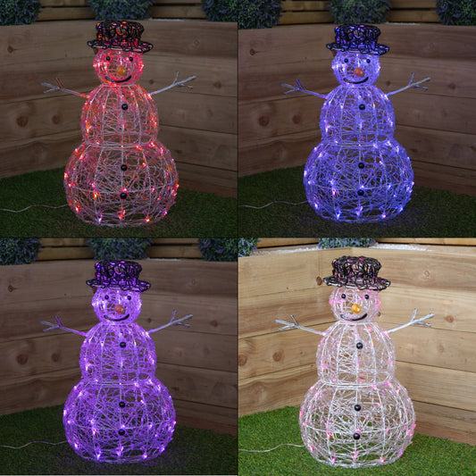 60cm Light up Acrylic Christmas Snowman with 80 Colour Changing LEDs
