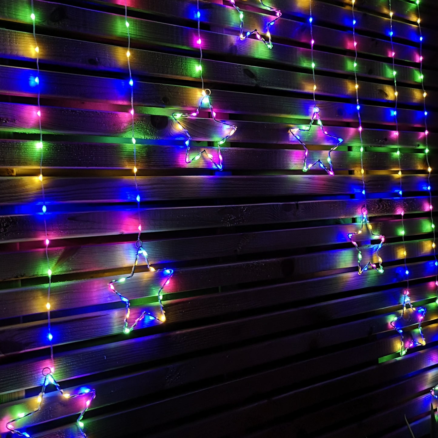 1.2m Multi Colour LED Star Curtain Lights Christmas Decorations