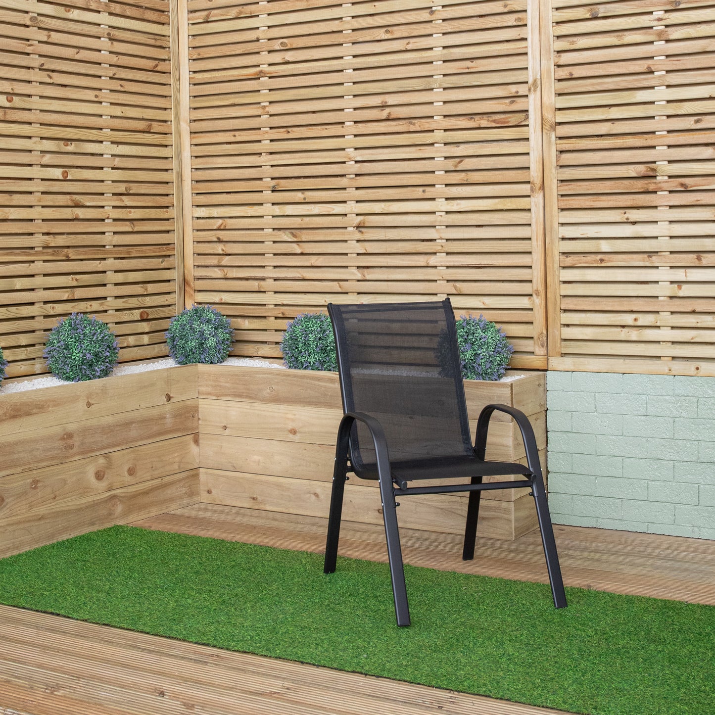 Set of 6 Outdoor Garden Patio Textilene Furniture Chairs in Black