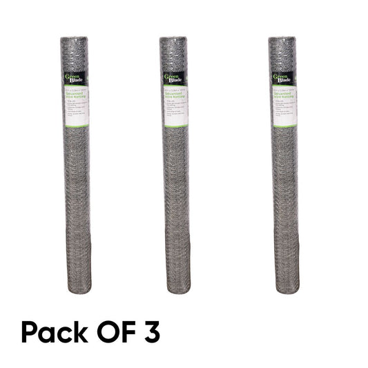 3 Pack of 10m Galvanised Metal Chicken Garden Wire Net Fencing