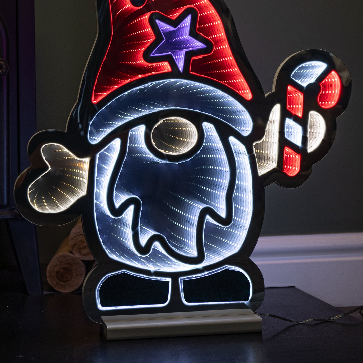 60cm Light up Christmas Gonk with Candy Cane Infinity Decoration with LEDs