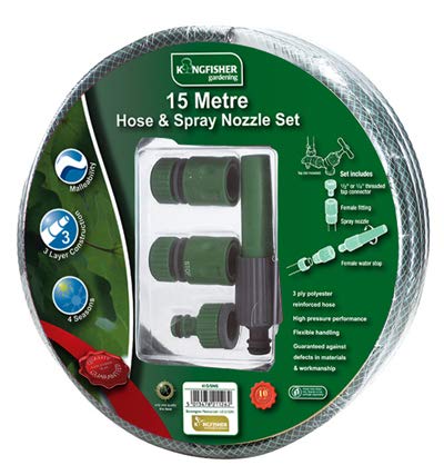 15m Garden Hose and Spray Nozzle Set