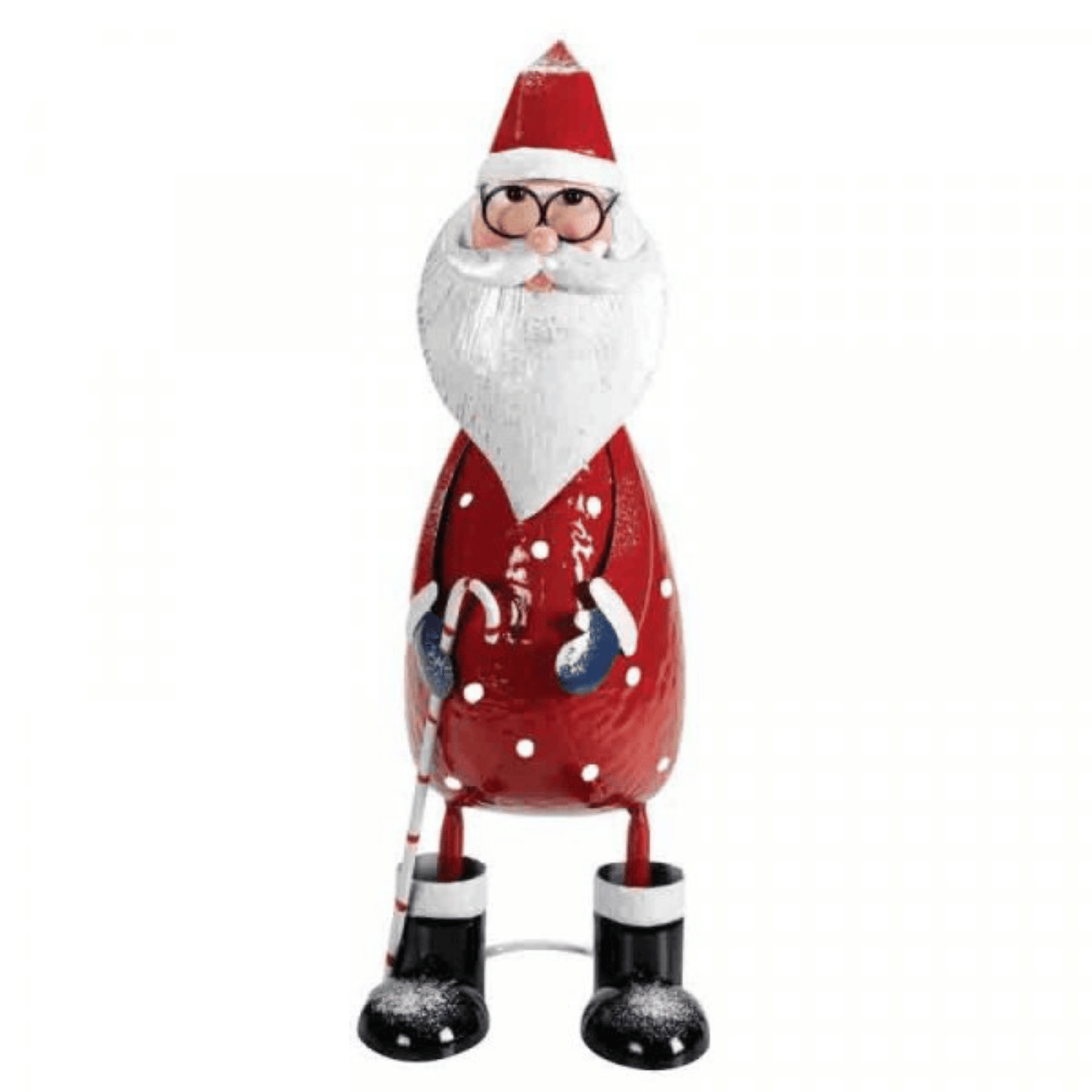 44cm Hand Painted Metal Christmas Polka Dot Santa Decoration